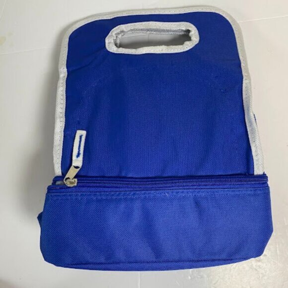 Two-tier Blue White Dual-Compartment Insulated Lunch Bag Cooler Bag Small - Picture 3 of 6